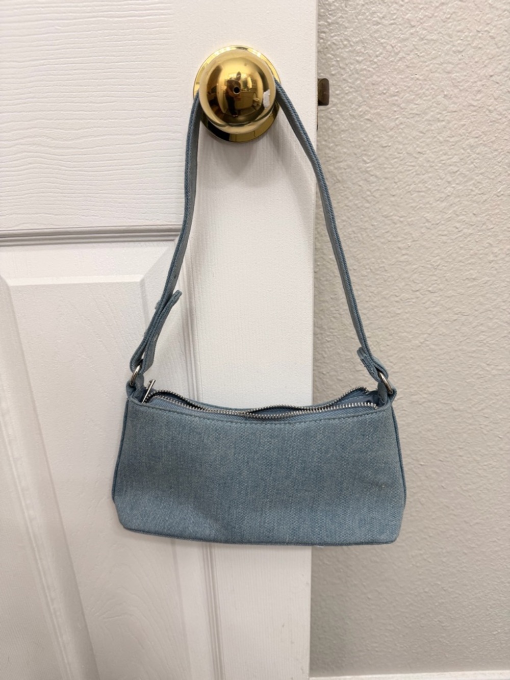 Classic Light Blue Denim Shoulder Bag